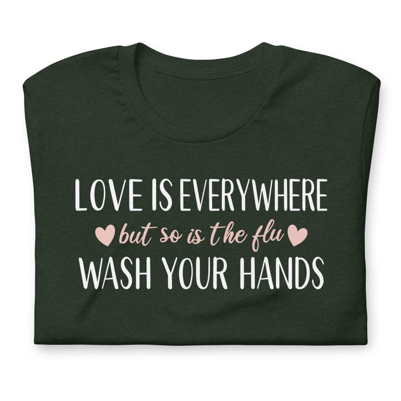 Funny nurse shirt wash your hands design on dark green hospital worker tee