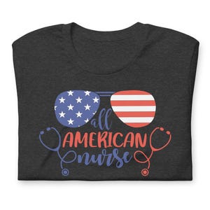 All American Nurse shirt dark grey patriotic nurse tee 4th of July RN shirt charcoal option