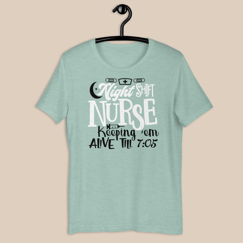 Night shift nurse shirt dusty blue funny RN overnight nurse tee soft pastel nurse shirt