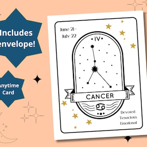 CANCER Zodiac Astrologie Anniversaire à tout moment Carte de vœux