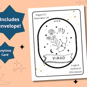VIERGE Zodiac Astrologie Anniversaire à tout moment Carte de vœux