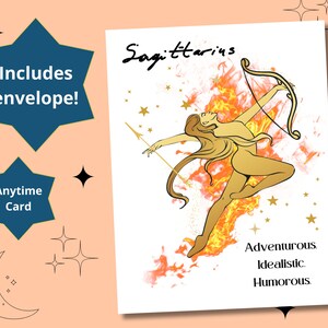 SAGITTAIRE Femme Zodiaque Astrologie Anniversaire à tout moment Carte de vœux