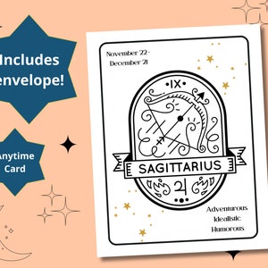SAGITTAIRE Zodiaque Astrologie Anniversaire à tout moment Carte de vœux