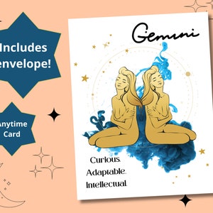 GEMINI Femme Zodiaque Astrologie Anniversaire à tout moment Carte de vœux