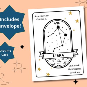 LIBRA Zodiac Astrologie Anniversaire à tout moment Carte de vœux