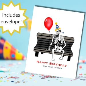 Drôle squelette Anniversaire Emo Goth Morbid Dark Humor Card