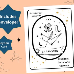 CAPRICORNE Zodiac Astrologie Anniversaire à tout moment Carte de vœux