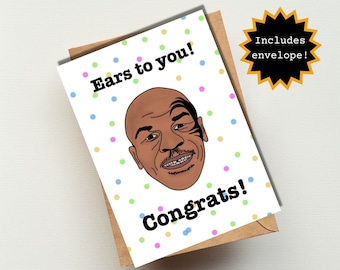 Mike Tyson Funny Ear Pun Congratulations Card