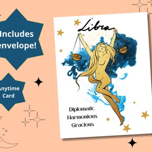 Balance femme zodiaque astrologie anniversaire à tout moment Carte de vœux