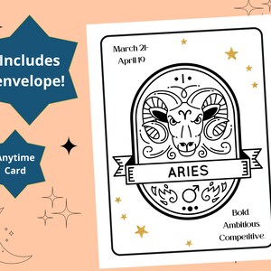 BÉLIER Zodiac Astrologie Anniversaire à tout moment Carte de vœux