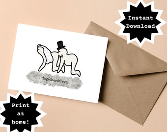 INSTANT DOWNLOAD! Print At Home! Human Centipede Funny Wedding Engagement Card
