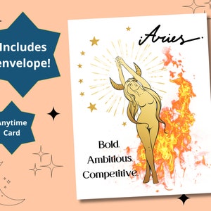 BÉLIER Femme Zodiaque Astrologie Anniversaire à tout moment Carte de vœux