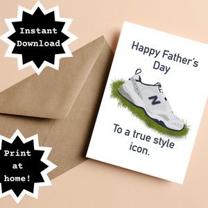 TÉLÉCHARGEMENT INSTANTANÉ! Imprimez chez vous ! Carte drôle de baskets New Balance pour la fête des pères