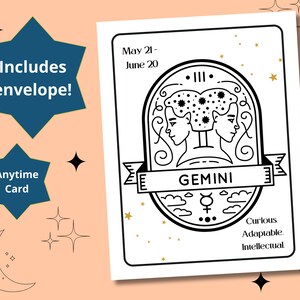 GEMINI Zodiac Astrologie Anniversaire à tout moment Carte de vœux