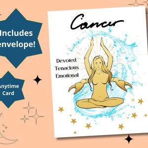 CANCER Femme Zodiaque Astrologie Anniversaire à tout moment Carte de vœux