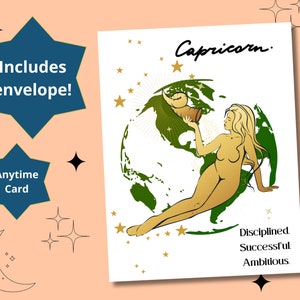 CAPRICORNE Femme Zodiaque Astrologie Anniversaire à tout moment Carte de vœux