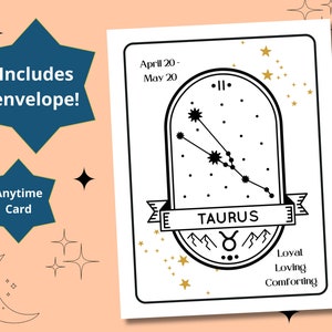 TAURUS Zodiac Astrologie Anniversaire à tout moment Carte de vœux