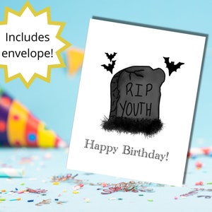 RIP Youth Goth Halloween Horror Funny Birthday Card