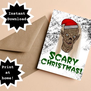DIGITAL DOWNLOAD! Print At Home! Tales From The Crypt Keeper Zombie Horror Holiday Scary Christmas Card