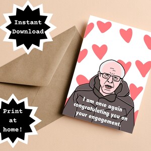 ¡DESCARGA INSTANTÁNEA! ¡Imprimelo en casa! Bernie Sanders Divertido una vez más Meme Compromiso de boda Tarjetas de felicitación