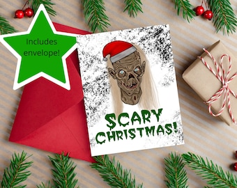 Tarjeta navideña de terror zombi de Tales From The Crypt Keeper