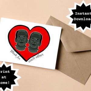 ¡DESCARGA INMEDIATA! ¡Imprime en casa! Tarjeta de compromiso de boda y aniversario de amor LGBTQ del monstruo de Frankenstein