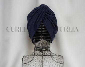 Chapeau Turban Femme / Turban / Chapeau / Chimio / Alopécie / Leucémie / Bleu Marine