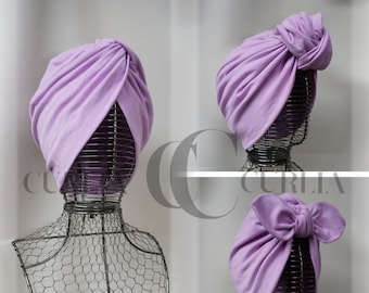 Turban pour femmes /turban noeud /turban arc/ chimio / couvre-chef chimio / alopécie / leucémie / lilas