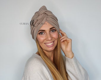 Cappello turbante per donna/turbante/cappello/copricapo/chemio/alopecia/leucemia/taupe