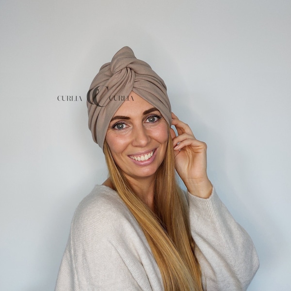 Turban Mütze für Damen/Turban/Mütze/Kopfbedeckung/Chemo/Alopezie/Leukämie/Taupe