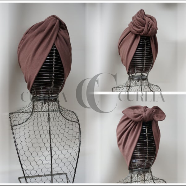 Turban für Damen/Knoten Turban/Schleifen Turban/Braun/Chemo/Kopfbedeckung/Alopezie/braun