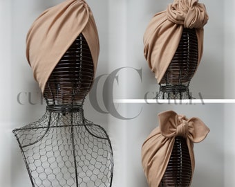 Chapeau turban pour femme/turban/chapeau/chimio/alopécie/leucémie/chute de cheveux/beige foncé