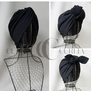 Turban Hat for Women/Knot Turban/Bow Turban Hat/Chemo/Black