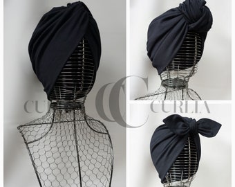 Sombrero de turbante para mujer/turbante de nudo/sombrero de turbante de arco/quimio/negro