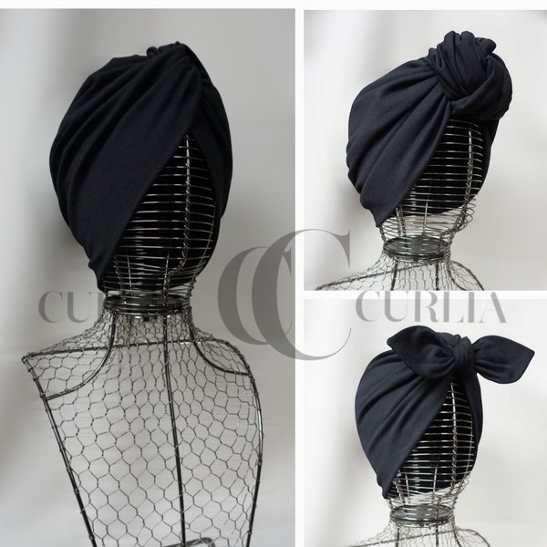 Turban Mütze für Damen/Knoten Turban/Schleifen TurbanMütze/Chemo/Schwarz