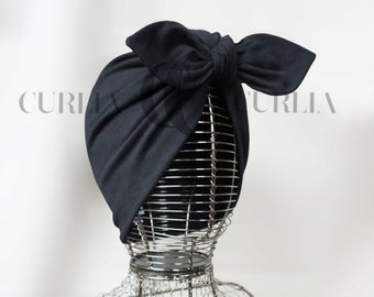 Bow Turban / Turban / Chapeau / Couvre-chef / Chimio / Alopécie / Leucémie /Noir