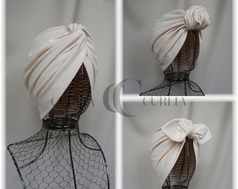 Turban pour femme/turban/chapeau/chimio/alopécie/crème/champagne