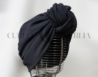 Noeud turban femme/turban/chapeau/headwear femme/chimio/alopécie/leucémie/noir/taille unique