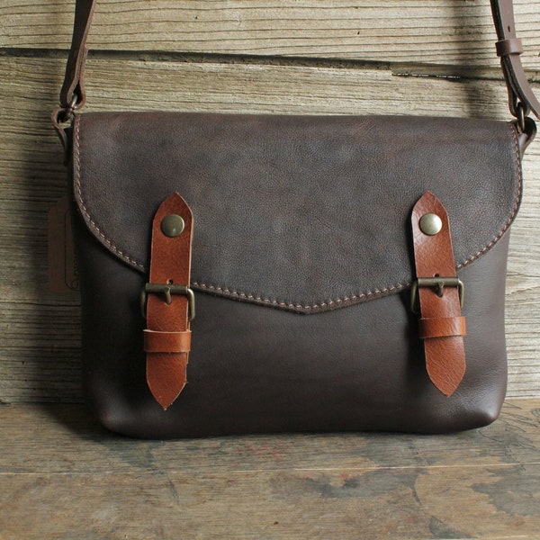 Cartable sac en cuir marron artisanal