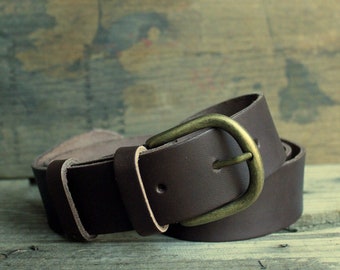 Brown leather belt, buckle of your choice, 4 cm