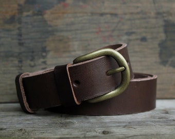 Ceinture cuir marron, boucle au choix, 3 cm