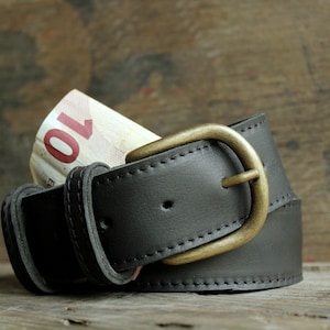 Leather ticket holder travel belt, stash belt with zipper image 9