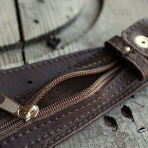 Leather ticket holder travel belt, stash belt with zipper image 3