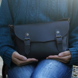 Cartable sac en cuir marron artisanal