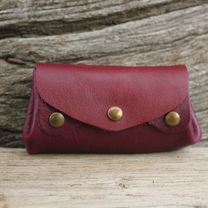 Porte monnaie, porte carte en accordéon, multipoche en cuir marron