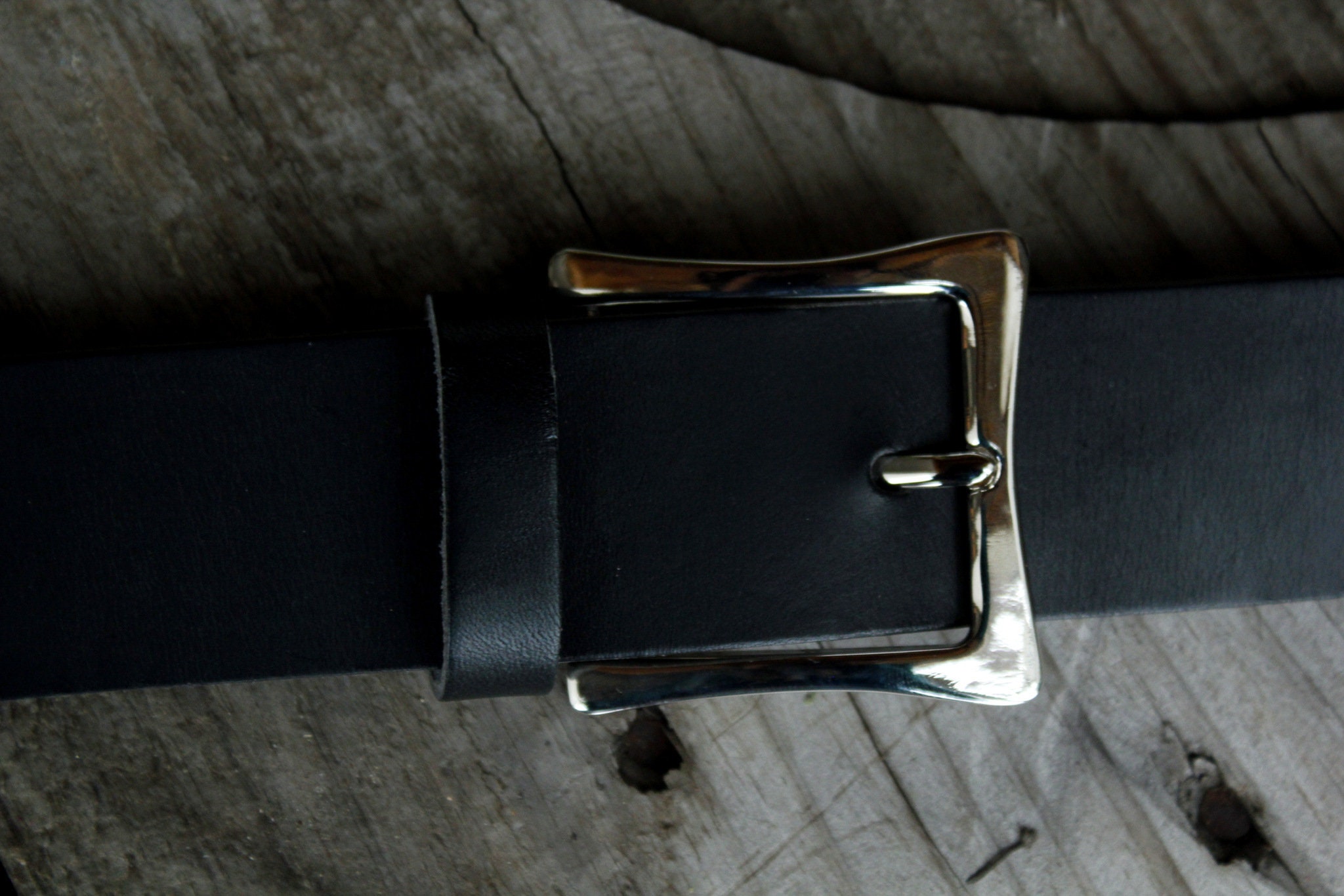Ceinture En Cuir Véritable Noir 4 Cm – Boucle Roulée – Tailles 80 à 110 Cm – Neuf