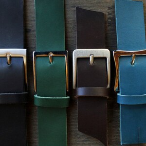Navy blue leather belt, buckle of your choice, 4 cm image 2