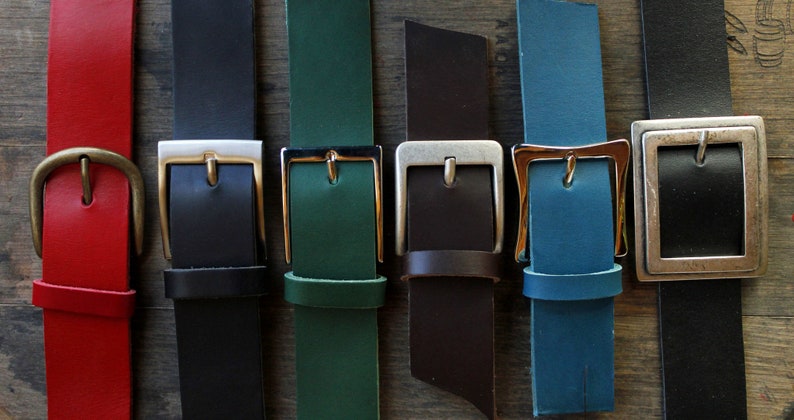 Navy blue leather belt, buckle of your choice, 4 cm image 2
