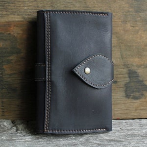 Compagnon en cuir bleu nuit, grand portefeuille, porte chéquier