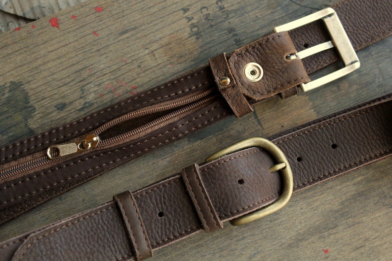 Ceinture de voyage porte billet en cuir, ceinture à cachette avec fermeture éclair image 6